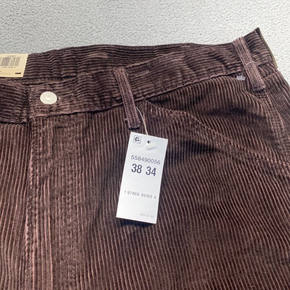 Levis 568 Loose Straight Carpenter Pants Brown Corduroy Workwear Size 38x34 - Picture 15 of 16